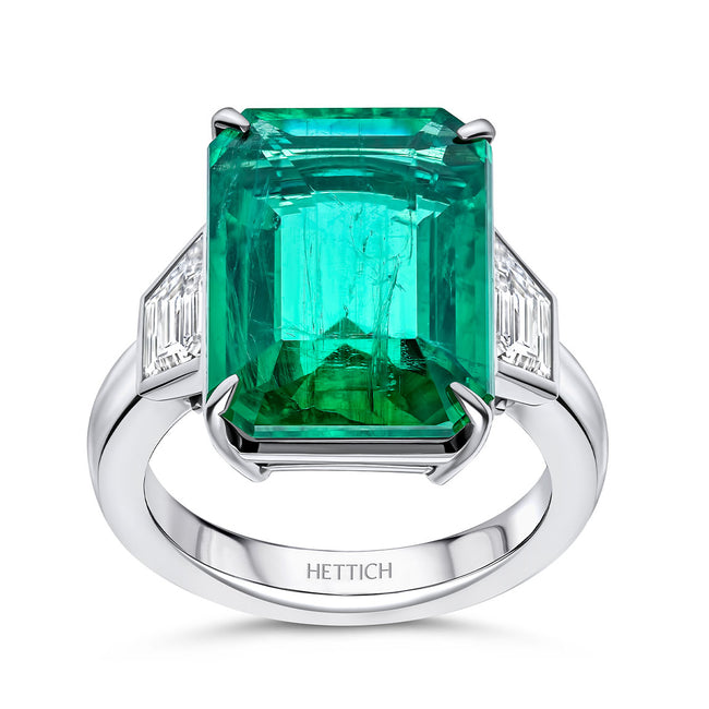 Emerald 9.84ct and Diamond Dress Ring