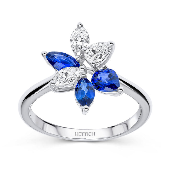 Sapphire 0.91ct and Diamond Flower Ring