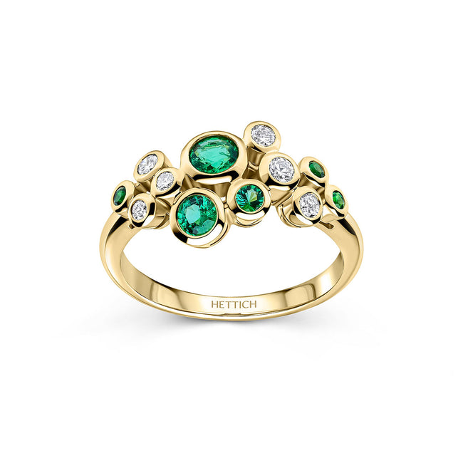Emerald 0.48ct and Diamond Dress Ring