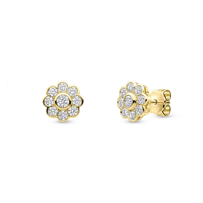 Diamond Cluster Earrings 0.93ct