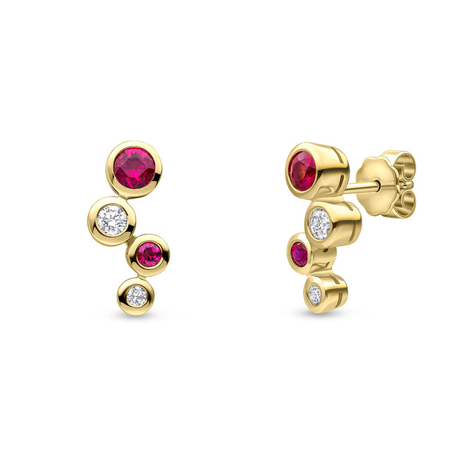 Ruby 0.78ct and Diamond Drop Earrings