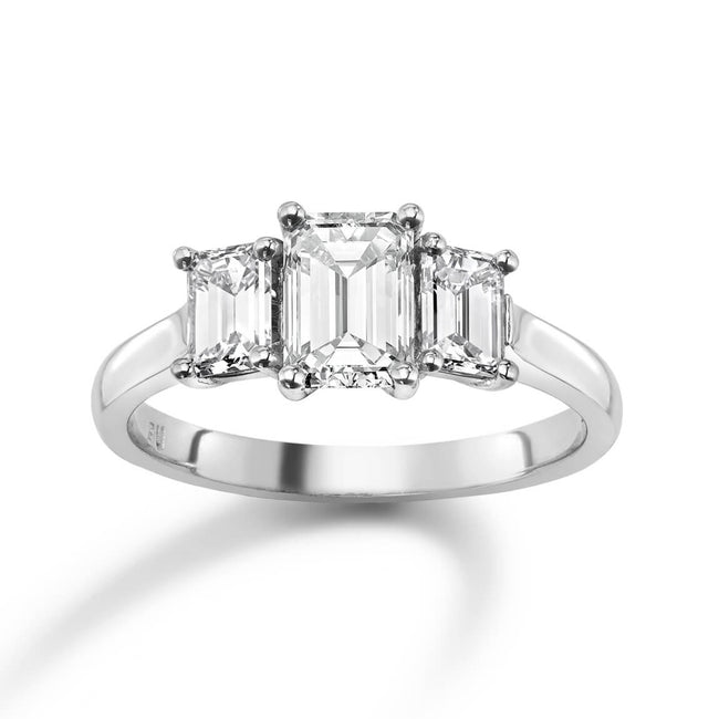 2.21ct Emerald Cut Diamonds Three Stone Ring