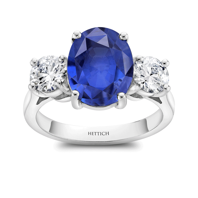 Sapphire 1.08ct and Diamonds Three Stone Ring