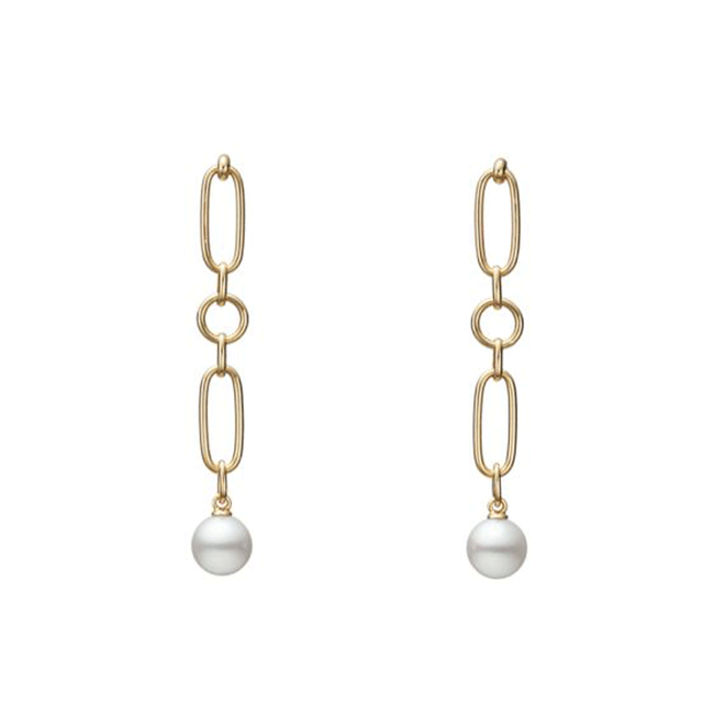 Mikimoto M Code Long Pearl Chain Earrings